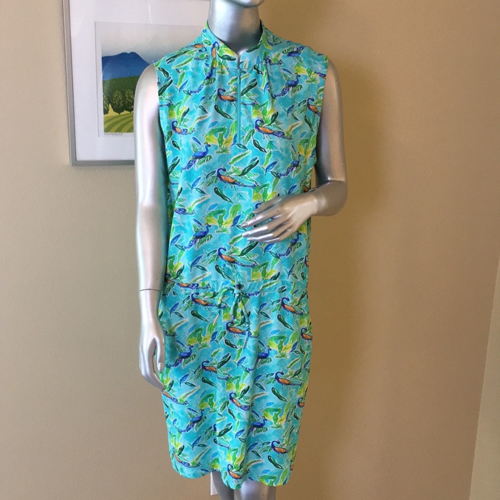 IBKUL Peacock Print Sleeveless Dress